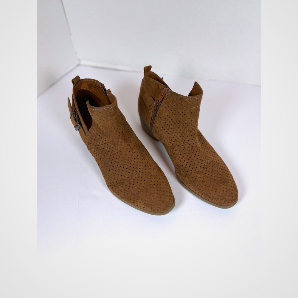 Universal Thread Brown Perforated Ankle Boots Buckle Detail Size 10